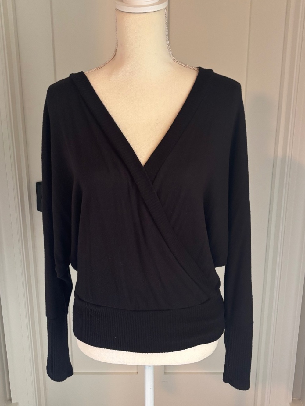 Wantable Black Faux Wrap Sweater